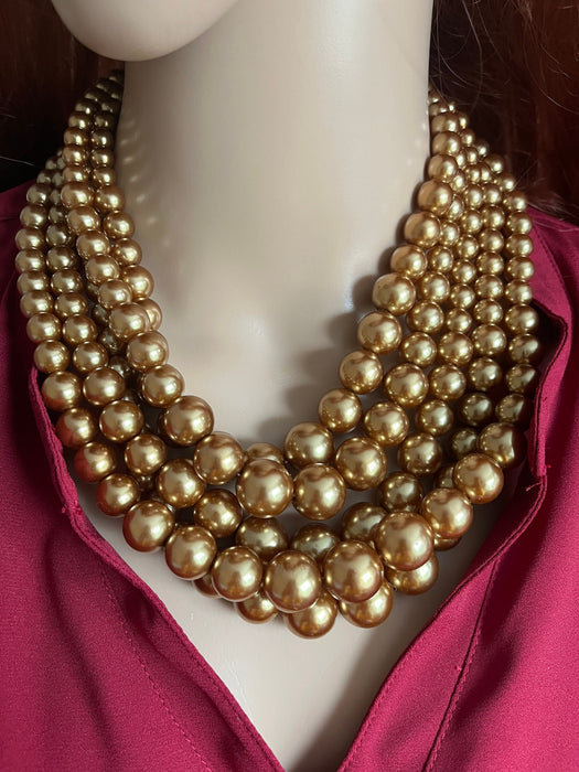 Chunky gold necklace, gold multilayered necklace set, gold statement necklace, big oversized gold necklace with earring