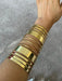 Huge wide gold cuff bracelet chunky bangle arm cuff costume pageant showgirl metal wedding statement armor