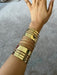 Huge wide gold cuff bracelet chunky bangle arm cuff costume pageant showgirl metal wedding statement armor