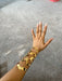 Huge wide gold cuff bracelet chunky bangle arm cuff costume pageant showgirl metal wedding statement armor cut out