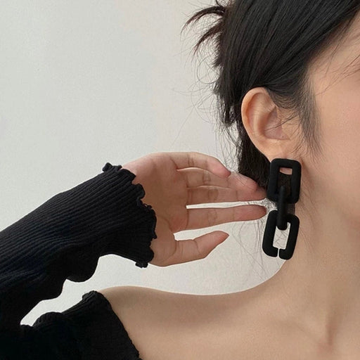 Black Chain earrings , black acrylic earrings , chunky black earrings , big black link curb earrings , black chain statement earrings