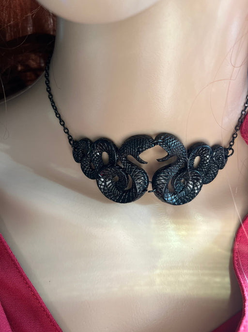 Snake necklace , black cobra necklace , gothic necklace , Serpents choker necklace, Herpetologist Gift Reptile costume necklace black