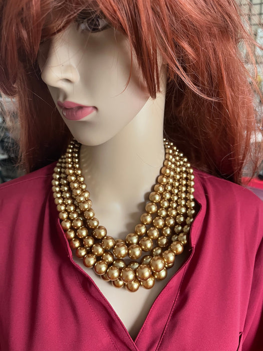 Chunky gold necklace, gold multilayered necklace set, gold statement necklace, big oversized gold necklace with earring