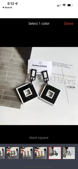 Large Black and white Pierced retro acrylic Abstract statement chunky Earring 3.25 inch