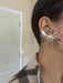 Big flower studs , gold flower earrings , large gold studs , large flower earrings , chunky flower earring , big gold statement earring