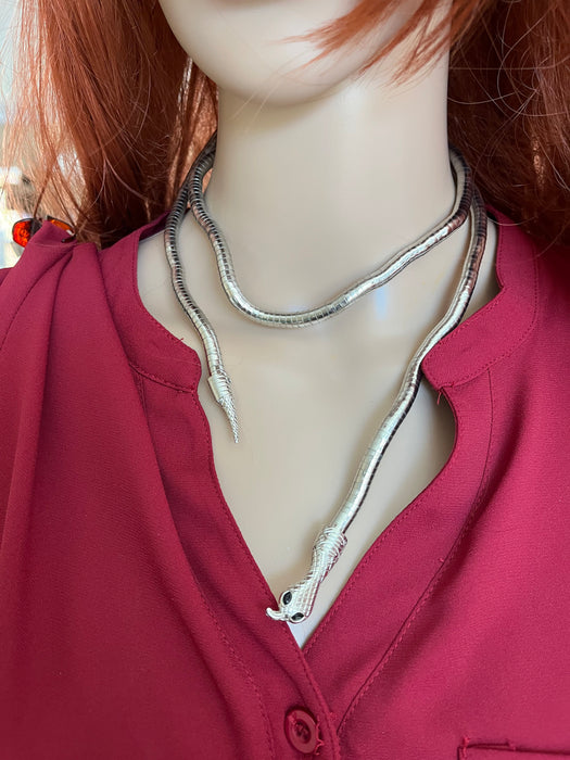 Silver snake necklace choker silver chunky choker big silver necklace , silver statement necklace, oversized , silver large necklace cobra