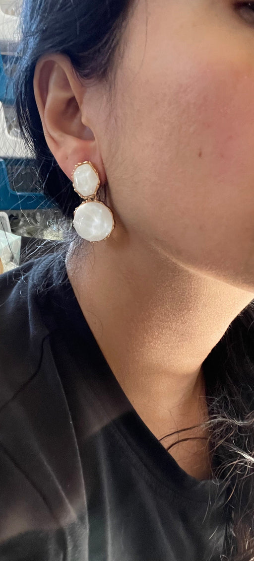 White earrings small , white acrylic earrings , Snow White gold earrings , teardrop white stud earrings , long white earrings