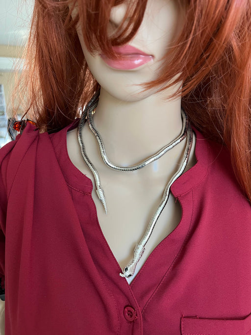 Silver snake necklace choker silver chunky choker big silver necklace , silver statement necklace, oversized , silver large necklace cobra