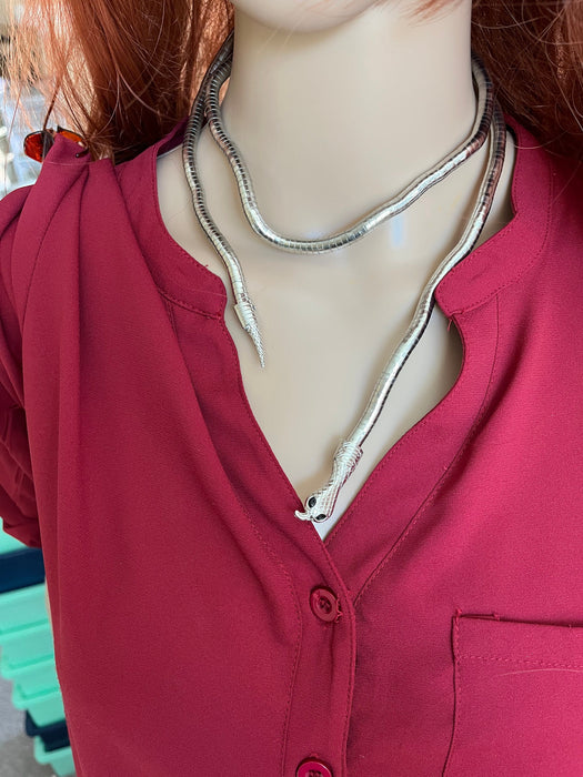 Silver snake necklace choker silver chunky choker big silver necklace , silver statement necklace, oversized , silver large necklace cobra