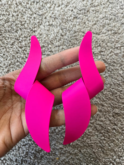 Hot pink earrings big , large fuchsia earrings , big neon pink statement earrings chunky giant bright