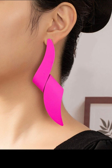 Hot pink earrings big , large fuchsia earrings , big neon pink statement earrings chunky giant bright