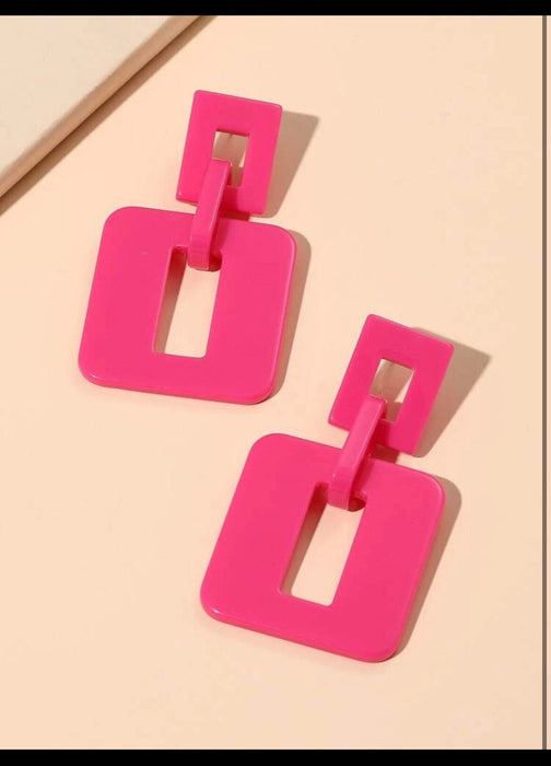 Hot pink earrings , Big pink acrylic earring , fuchsia earrings , fuchsia acrylic chain earrings , chunky pink earrings , statement earrings