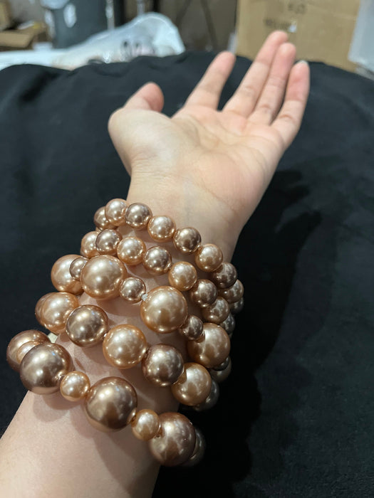 Gold statement bracelet , Light brown chunky nude gold bead bracelet wide gold cuff large bold acrylic boho chunky womens caramel layered