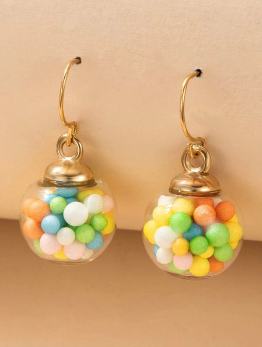 Candy earrings , gum ball long multicolor chunky earrings , acrylic earrings , yellow blue green chunky earrings , green pink earrings