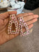 Light pink earring , long light pink rhinestone earrings , big large baby pink earring , pink crystal earrings , pink earrings , gold tone