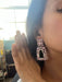 Light pink earring , long light pink rhinestone earrings , big large baby pink earring , pink crystal earrings , pink earrings , gold tone