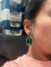 Dark Green earrings , tear drop forest green crystal Rhinestone rectangle Crystal Pageant green Earrings