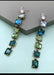 Big Blue and green earrings ,large Emerald earrings , green crystal earrings, blue chandelier rhinestone earrings crystal teal