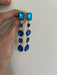 Big Blue green earrings ,large blue navy earrings , green crystal earrings, blue chandelier rhinestone earrings crystal