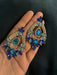 Big Blue earrings ,large Royal blue earrings , light blue crystal earrings, blue chandelier rhinestone earrings crystal aquamarine