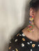 Large Flower earrings , bouquet rose long purple rose earrings , red yellow flower earrings , big acrylic multicolor multicolored earring