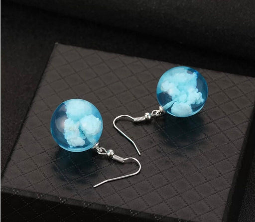 sky blue earrings, light blue earrings , Cloud earrings and necklace , sky earrings sky necklace set , blue sky necklace , blue sky earrings