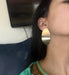 Big gold earrings , gold studs large brushed metal earring , huge gold stud earring , oval gold earrings , chunky gold studs big