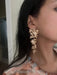 Big gold flower earrings , large flower gold earrings , huge gold stud earring , gold statement earrings , gold metal earrings gold pierced