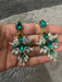 Long green earrings , green rhinestone earrings , green earrings , green gold earrings , green pageant prom earrings crystal