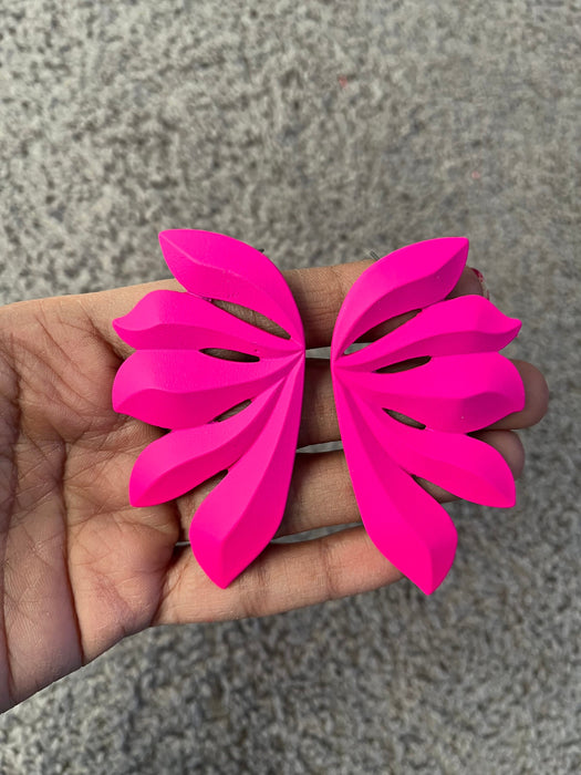 Hot pink stud earrings , big statement large hot pink stud earrings , fuchsia flower earrings , neon pink studs , chunky bright pink flower