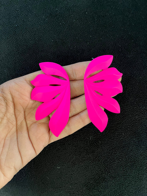 Hot pink stud earrings , big statement large hot pink stud earrings , fuchsia flower earrings , neon pink studs , chunky bright pink flower