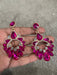 Pink rhinestone earring , long magenta fuchsia earrings , big dark pink crystal earring , large bright pink earring
