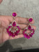 Pink rhinestone earring , long magenta fuchsia earrings , big dark pink crystal earring , large bright pink earring