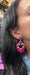 Pink rhinestone earring , long magenta fuchsia earrings , big dark pink crystal earring , large bright pink earring