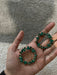 Large Green earrings stud Sunburst crystal Rhinestone Round Crystal Pageant oversized green emerald Earrings