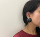 Large Big Black Earring round studs done retro statement huge bold chunky black studs Pierced Pageant Earrings