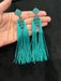 Teal blue earrings , long blue earrings , large teal thread tassel fringe earrings , huge long blue turquoise earrings , wedding earrings