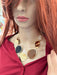 Chunky gold necklace, gold abstract necklace bold statement necklace black brown ,Big chunky necklace , oversized , gold large necklace