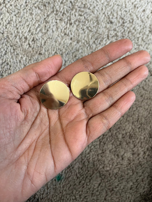 Big gold Stud earring , gold mirror studs large , round earrings , chunky gold studs statement