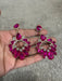 Pink rhinestone earring , long magenta fuchsia earrings , big dark pink crystal earring , large bright pink earring