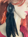 Large Big Black Earring statement bold chunky black studs Jet Pierced Pageant Earrings fabric