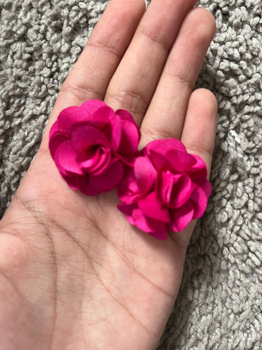 Fuchsia flower earring , pink flower studs , rose studs , dark pink flower earrings petal