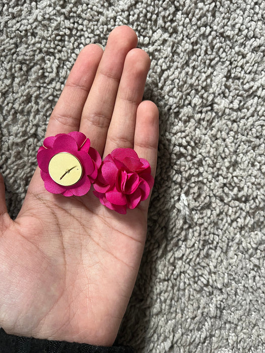 Fuchsia flower earring , pink flower studs , rose studs , dark pink flower earrings petal