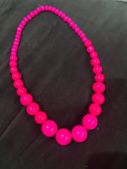 Hot pink bead necklace big chunky fat large long bright pink necklace