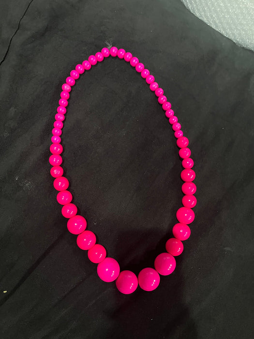 Hot pink bead necklace big chunky fat large long bright pink necklace