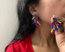 Multicolor earrings , large stud earrings , large multicolored earrings , iridescent earrings , rainbow earrings. , large purple red green