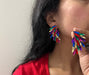 Multicolor earrings , large stud earrings , large multicolored earrings , iridescent earrings , rainbow earrings. , large purple red green