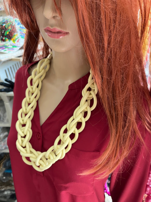 Chunky beige cream necklace, Cream rubber choker,Link big chain curb necklace , statement necklace, oversized , large necklace