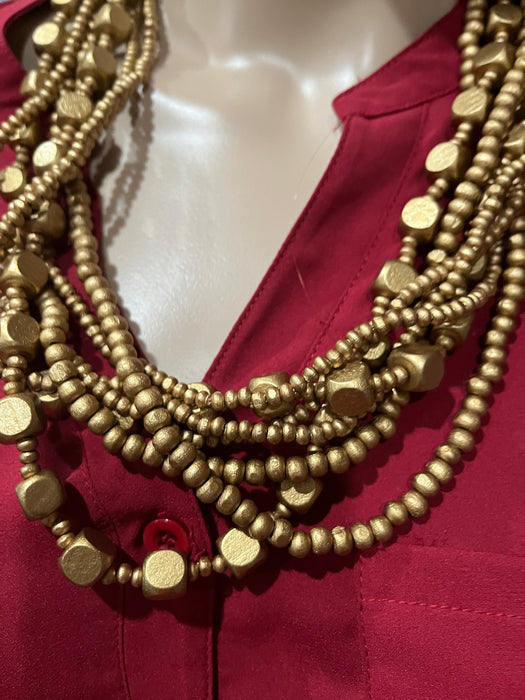 Chunky gold necklace, gold multilayered necklace gold statement necklace, big oversized gold necklace bronze brown