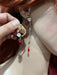 Asymmetrical earrings , long multicolor earrings , strawberry earrings , red rabbit earrings , gold mismatched